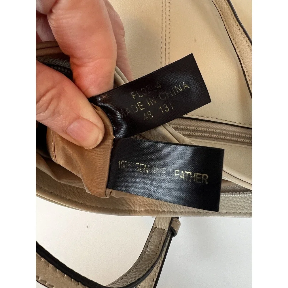Franco Sarto Ivory Leather Crossbody Zip Closure and Pockets Adjustable Strap